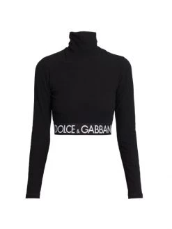 DOLCE&GABBANA Capri Cropped Turtleneck Top Nero