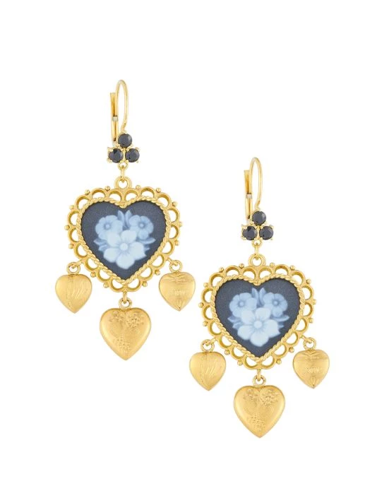 DOLCE&GABBANA 18K Yellow Gold Heart Cameo Earrings 3 DOLCE&GABBANA 18K Yellow Gold Heart Cameo Earrings