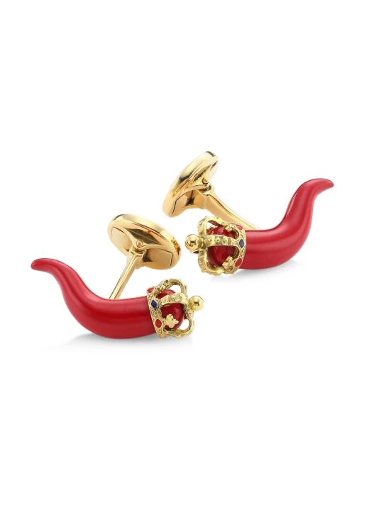 DOLCE&GABBANA Small Horn Amulet Crown Cufflinks 3 DOLCE&GABBANA Small Horn Amulet Crown Cufflinks