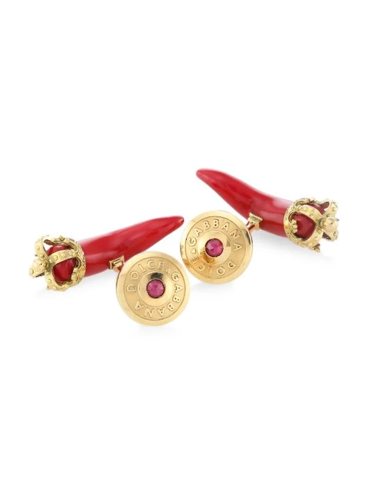 DOLCE&GABBANA Small Horn Amulet Crown Cufflinks 4 DOLCE&GABBANA Small Horn Amulet Crown Cufflinks - Image 2