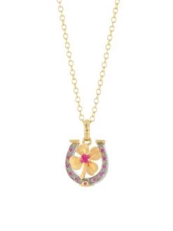 DOLCE&GABBANA 18K Yellow Gold, Rubies Lucky Charm Pendant Necklace