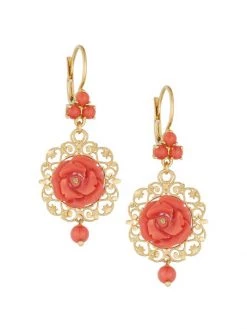 DOLCE&GABBANA 18K Yellow Gold & Mediterranean Coral Drop Earrings