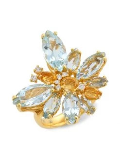 DOLCE&GABBANA Aquamarine, Citrine Quartz, & Diamond Ring