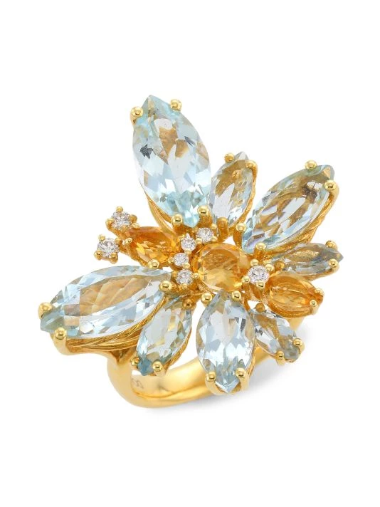 DOLCE&GABBANA Aquamarine, Citrine Quartz, & Diamond Ring 3 DOLCE&GABBANA Aquamarine, Citrine Quartz, & Diamond Ring