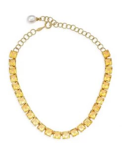 DOLCE&GABBANA 18K Yellow Gold, Citrine & 10MM Pearl Necklace