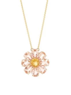 DOLCE&GABBANA 18K Yellow Gold, Morganite & Citrine Flower Necklace