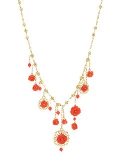 DOLCE&GABBANA 18K Yellow Gold Coral Rose Necklace