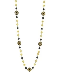 DOLCE&GABBANA 18K Yellow Gold Black Sapphire & Jade Necklace