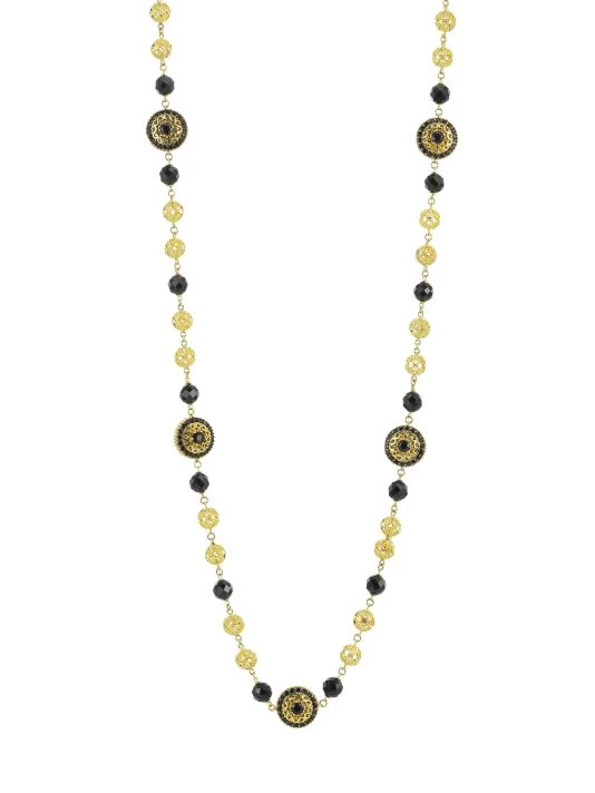 DOLCE&GABBANA 18K Yellow Gold Black Sapphire & Jade Necklace 3 DOLCE&GABBANA 18K Yellow Gold Black Sapphire & Jade Necklace
