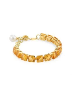 DOLCE&GABBANA 18K Yellow Gold, Citrine & 8-9MM South Sea Baroque Pearl Bracelet