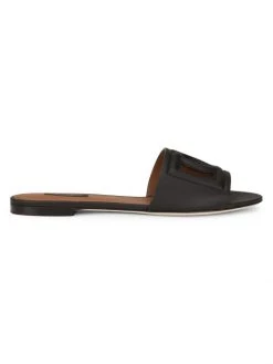 DOLCE&GABBANA DG Millennials Leather Slides Black