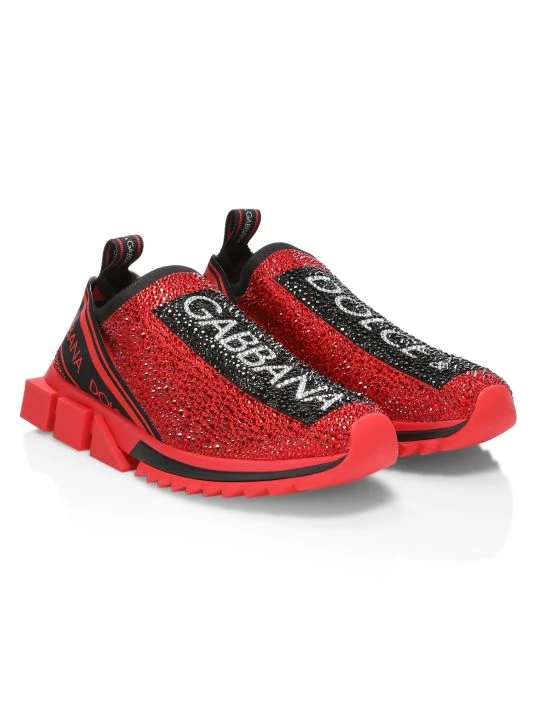 DOLCE&GABBANA Sorrento Embellished Logo Slip-On Knit Sneakers For Men Giallo Nero 4 DOLCE&GABBANA Sorrento Embellished Logo Slip-On Knit Sneakers For Men Giallo Nero - Image 2