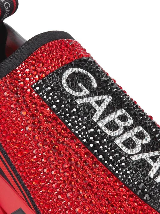 DOLCE&GABBANA Sorrento Embellished Logo Slip-On Knit Sneakers For Men Giallo Nero 7 DOLCE&GABBANA Sorrento Embellished Logo Slip-On Knit Sneakers For Men Giallo Nero - Image 5