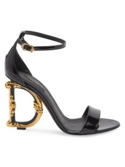 DOLCE&GABBANA Sculpted-Heel Patent Leather Sandals