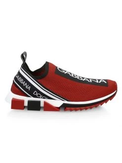 DOLCE&GABBANA Sorrento Bassa Maglina Tech Knit Sneakers For Men Nero Bianco