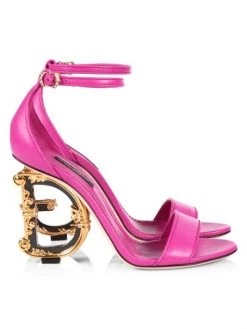 DOLCE&GABBANA Sculpted-Heel Leather Sandals Rosa