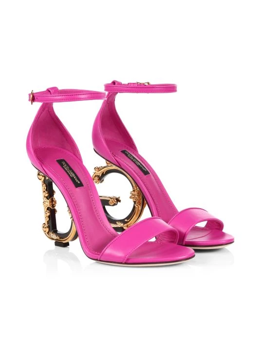DOLCE&GABBANA Sculpted-Heel Leather Sandals Rosa 4 DOLCE&GABBANA Sculpted-Heel Leather Sandals Rosa - Image 2
