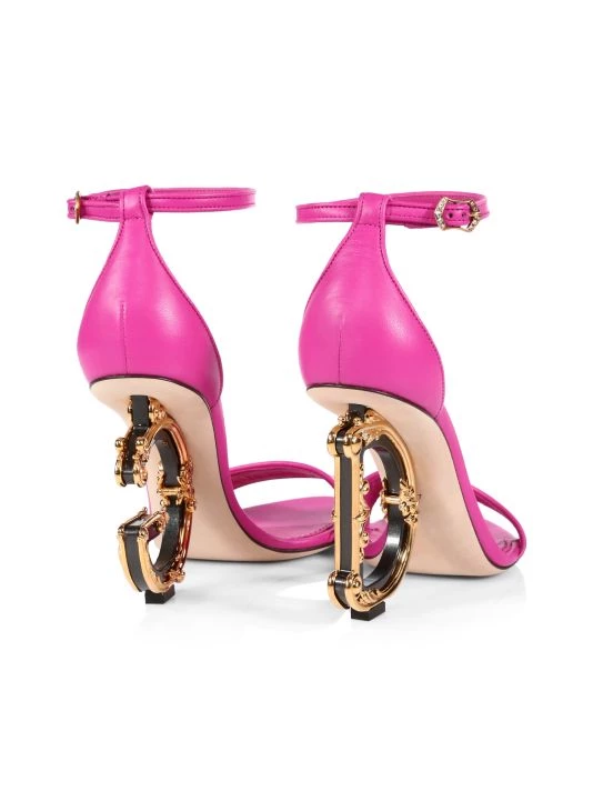 DOLCE&GABBANA Sculpted-Heel Leather Sandals Rosa 5 DOLCE&GABBANA Sculpted-Heel Leather Sandals Rosa - Image 3