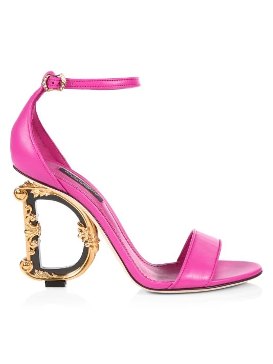 DOLCE&GABBANA Sculpted-Heel Leather Sandals Rosa 8 DOLCE&GABBANA Sculpted-Heel Leather Sandals Rosa - Image 6