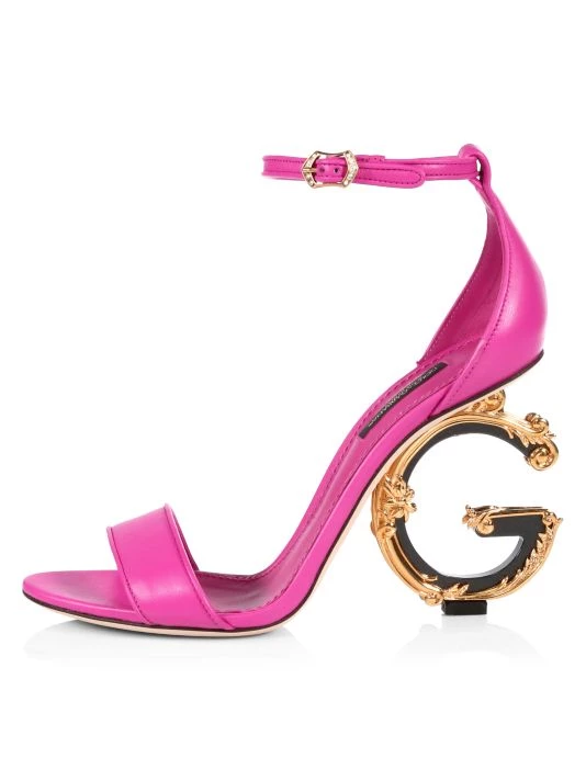 DOLCE&GABBANA Sculpted-Heel Leather Sandals Rosa 10 DOLCE&GABBANA Sculpted-Heel Leather Sandals Rosa - Image 8