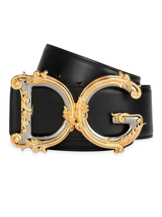 DOLCE&GABBANA Barocco Logo Leather Belt Black 3 DOLCE&GABBANA Barocco Logo Leather Belt Black