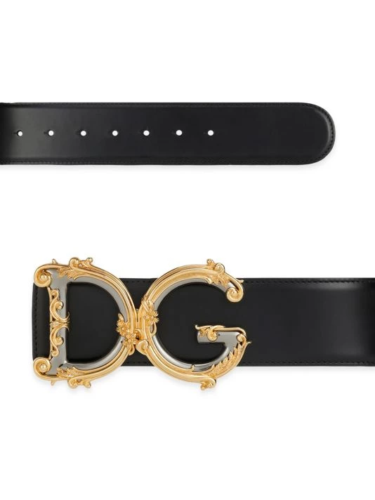 DOLCE&GABBANA Barocco Logo Leather Belt Black 5 DOLCE&GABBANA Barocco Logo Leather Belt Black - Image 3