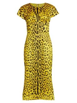 DOLCE&GABBANA Leopard Print Satin Dress
