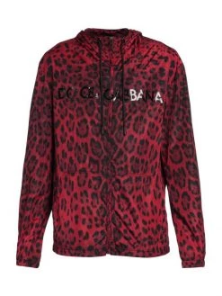 DOLCE&GABBANA Leopard-Print Hooded Windbreaker Jacket For Men