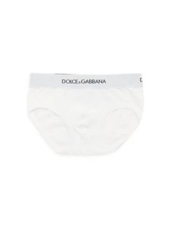 DOLCE&GABBANA Little Boy's & Boy's Logo-Waist Briefs For Kids White