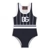 DOLCE&GABBANA Little Girl's & Girl's Contrast Logo Striped Swimsuit For Kids