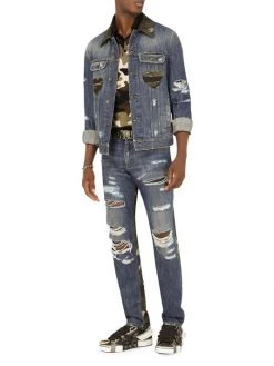 DOLCE&GABBANA Two-Tone Distressed Jeans For Men -Deals DOLCE&GABBANA Store unnamed file 3029