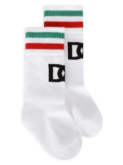 DOLCE&GABBANA Kid's Ribbed Cotton Logo Socks For Kids