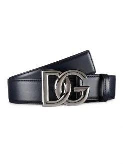 DOLCE&GABBANA Crossed Logo Buckle Leather Belt For Men