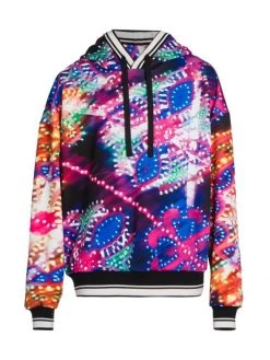 DOLCE&GABBANA Stripe-Trim Bright Printed Hoodie For Men