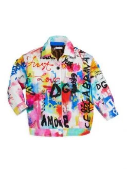 DOLCE&GABBANA Kid's Removable Sleeves Logo Jacket For Kids