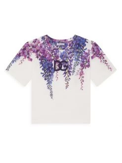 DOLCE&GABBANA Little Girl's & Girl's Floral Vine Print Logo T-Shirt For Kids