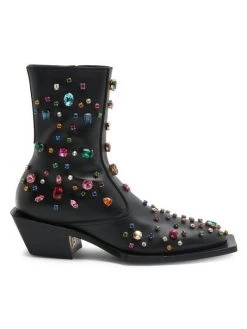 DOLCE&GABBANA Embellished Leather Boots For Men