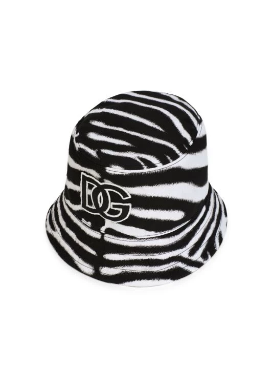 DOLCE&GABBANA Zebra-Print Logo Bucket Hat For Men 4 DOLCE&GABBANA Zebra-Print Logo Bucket Hat For Men - Image 2