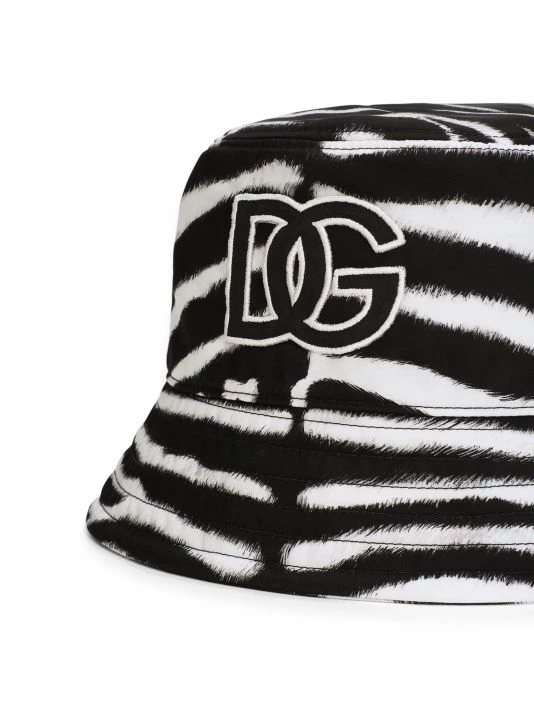 DOLCE&GABBANA Zebra-Print Logo Bucket Hat For Men 5 DOLCE&GABBANA Zebra-Print Logo Bucket Hat For Men - Image 3