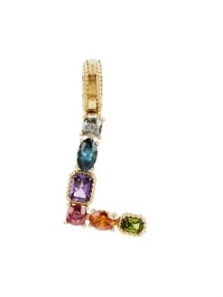DOLCE&GABBANA Rainbow Alphabet 18K Yellow Gold & Multi Gemstone Initial L Charm
