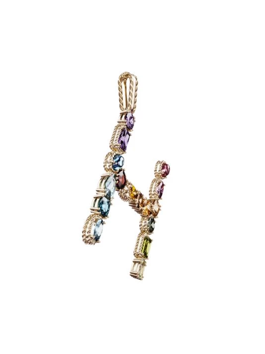 DOLCE&GABBANA Rainbow Alphabet 18K Gold & Gemstone Initial H Pendant Necklace 5 DOLCE&GABBANA Rainbow Alphabet 18K Gold & Gemstone Initial H Pendant Necklace - Image 3