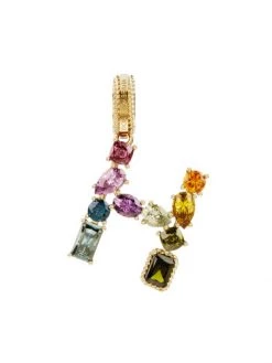 DOLCE&GABBANA Rainbow Alphabet 18K Yellow Gold & Multi Gemstone Initial H Charm
