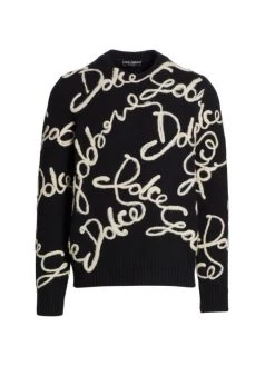 DOLCE&GABBANA Embroidered Logo Wool-Blend Sweater For Men
