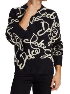DOLCE&GABBANA Embroidered Logo Wool-Blend Sweater For Men -Deals DOLCE&GABBANA Store unnamed file 366