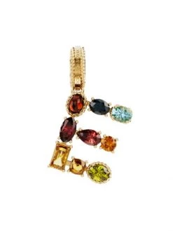 DOLCE&GABBANA Rainbow Alphabet 18K Yellow Gold & Multi Gemstone Initial E Charm