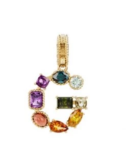 DOLCE&GABBANA Rainbow Alphabet 18K Yellow Gold & Multi Gemstone Initial G Charm