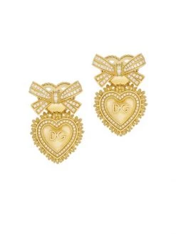 DOLCE&GABBANA 18K Yellow Gold & Diamond Devotion Earrings