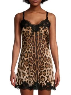 DOLCE&GABBANA Cheetah Print & Lace Silk Slip Dress -Deals DOLCE&GABBANA Store unnamed file 424