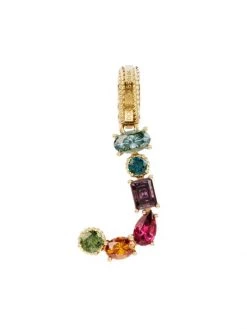 DOLCE&GABBANA Rainbow Alphabet 18K Yellow Gold & Multi Gemstone Initial J Charm