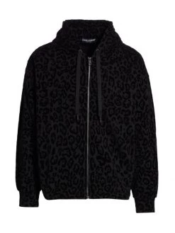 DOLCE&GABBANA Leopard-Print Flocked Zip Hoodie For Men